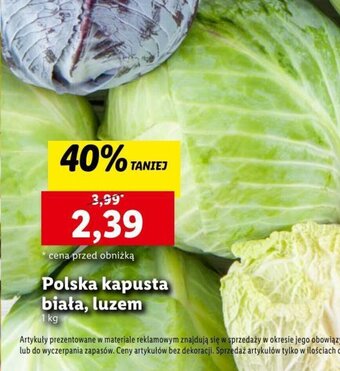 Lidl Polska kapusta biała, luzem 1 kg oferta