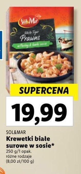 Lidl SOL&MAR Krewetki białe surowe w sosie oferta