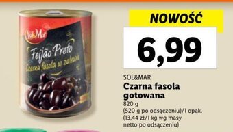 SOL&MAR Czarna fasola gotowana 820 g