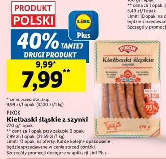 Lidl PIKOK Kiełbaski śląskie z szynki 270 g oferta