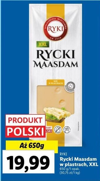 Lidl RYKI Rycki Maasdam w plastrach 650 g oferta