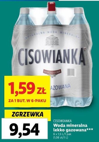 Lidl CISOWIANKA Woda mineralna lekko gazowana 6 x 1,5 L oferta