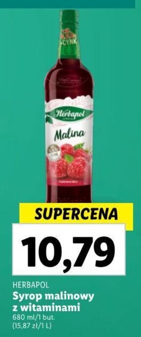 Lidl HERBAPOL Syrop malinowy z witaminami 680 ml oferta