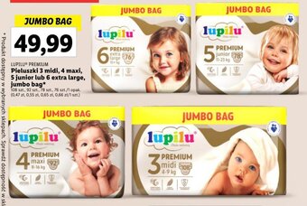 Lidl LUPILU PREMIUM Pieluszki 3 midi 4 maxi 5 junior lub 6 extra large jumbo bag 76-108szt. oferta