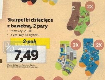 Lidl Skarpetki dziecięce z bawełną 2 pary oferta