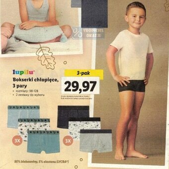 Lidl lupilu Bokserki chłopięce 3 pary oferta