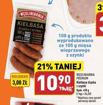 ALDI WĘDLINIARNIA PREMIUM Kiełbasa śląska z szynki 450g oferta