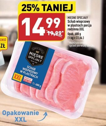 ALDI MIĘSNE SPECJAŁY Schab wieprzowy w plastrach porcja rodzinna XXL 680g oferta