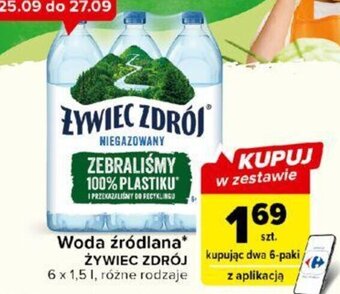 Carrefour Woda źródlana ŻYWIEC ZDRÓJ 6 x 1,5 l oferta