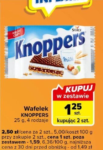 Carrefour Wafelek KNOPPERS 25 g oferta