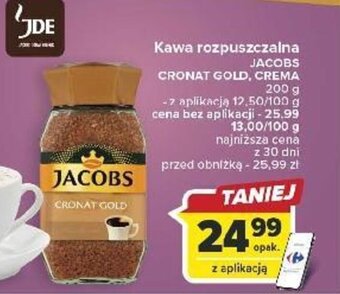 Carrefour Kawa rozpuszczalna JACOBS CRONAT GOLD, CREMA 200 g oferta