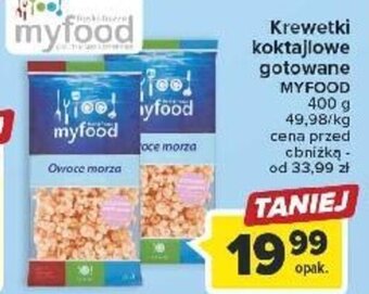Carrefour Krewetki koktajlowe gotowane MYFOOD 400 g oferta
