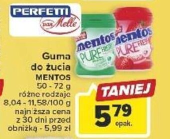 Carrefour Guma do żucia MENTOS 50-72 g oferta