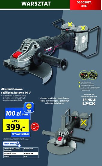 Lidl Szlifierka kątowa 40v oferta