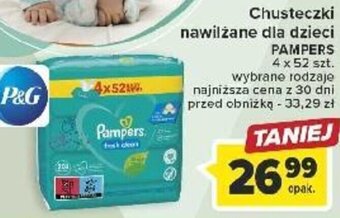 Carrefour P&G Chusteczki nawilżane dla dzieci PAMPERS 4x52szt. oferta
