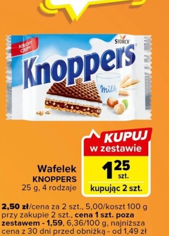 Carrefour Express Wafelek KNOPPERS 25 Wafelek KNOPPERS 25 g, 4 rodzaje oferta