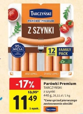 Intermarche Parówki Premium TARCZYŃSKI 440 g oferta