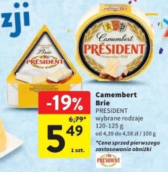 Intermarche Camembert Brie PRESIDENT 120-125 g oferta