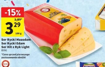 Intermarche Ser Rycki Maasdam / Ser Rycki Edam / Ser Hit z Ryk Light RYKI 100 g oferta