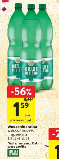 Intermarche Woda mineralna WIELKA PIENIAWA 1,5 l oferta