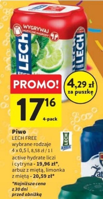 Intermarche Piwo LECH FREE 4 x 0,5 l oferta