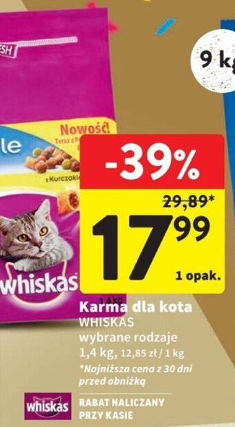 Intermarche Karma dla kota WHISKAS 1,4 kg oferta