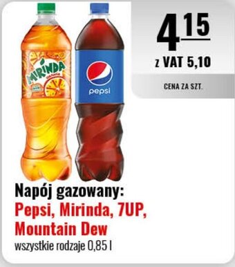 Eurocash Napój gazowany: Pepsi, Mirinda, 7UP, Mountain Dew 0,85l oferta