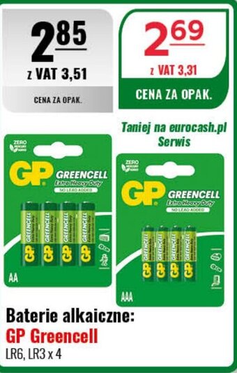 Eurocash Baterie alkaiczne: GP Greencell LR6, LR3 x 4 oferta