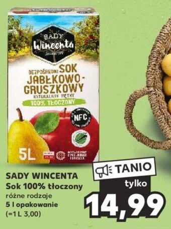 Kaufland SADY WINCENTA Sok 100% tłoczony 5 I opakowanie oferta