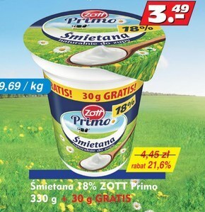 Astra Zott primo śmietana 18 % 330 g oferta
