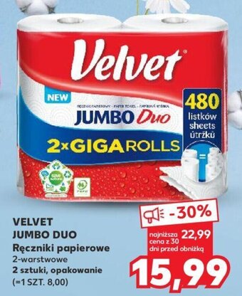 Kaufland VELVET JUMBO DUO Ręczniki papierowe 2szt. oferta