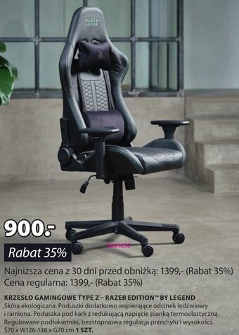 JYSK KRZESŁO GAMINGOWE TYPE Z - RAZER EDITION™ BY LEGEND oferta