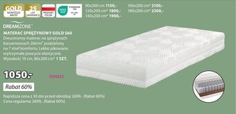 JYSK MATERAC SPRĘŻYNOWY GOLD S60 oferta