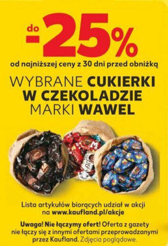 Kaufland WYBRANE CUKIERKI W CZEKOLADZIE MARKI WAWEL oferta