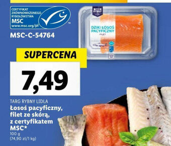 Lidl TARG RYBNY LIDLA Łosoś pacyficzny filet ze skórą z certyfikatem MSC 100g oferta