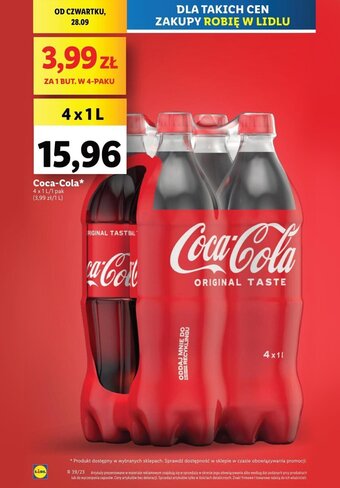 Lidl Coca Cola 4 x 1 L oferta