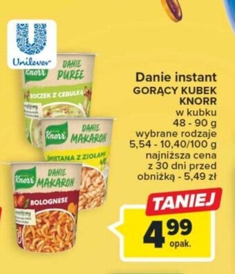 Carrefour Market Unilever Danie instant GORĄCY KUBEK KNORR 48-90 g oferta
