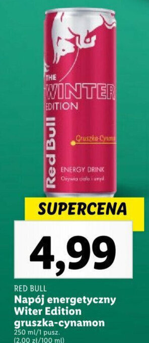 Lidl RED BULL Napój energetyczny Witer Edition gruszka-cynamon 250ml oferta
