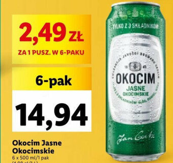 Lidl Okocim Jasne Okocimskie 6 x 500 ml oferta