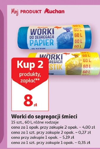 Auchan Worki do segregacji odpadów papier 60 l oferta