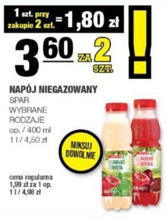 EuroSPAR NAPÓJ NIEGAZOWANY SPAR 400ml oferta