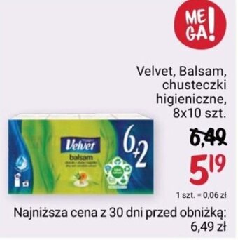 Rossmann Velvet, Balsam, chusteczki higieniczne, 8x10 szt. oferta