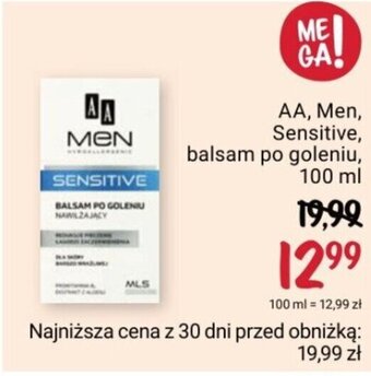 Rossmann AA, Men, Sensitive, balsam po goleniu, 100 ml oferta