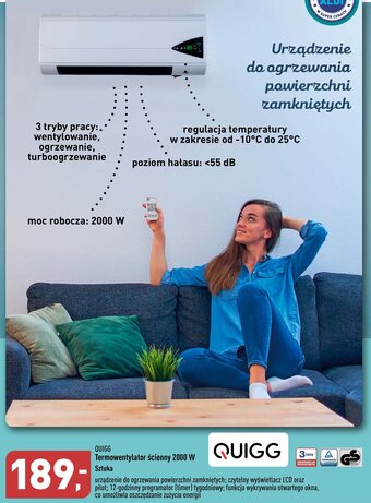 ALDI QUIGG Termowentylator ścienny 2000 W oferta