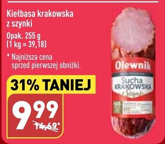 ALDI Kiełbasa krakowska z szynki 255 g oferta