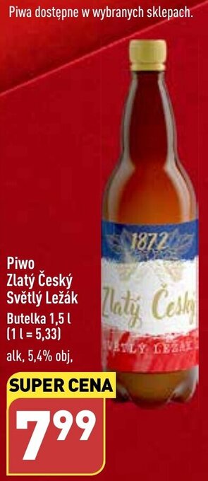 ALDI Piwo Zlatý Český Světlý Ležák 1,5 l oferta