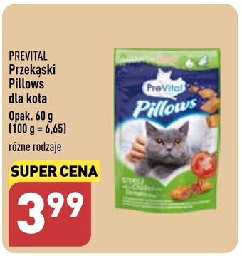 ALDI PREVITAL Przekąski Pillows dla kota 60g oferta