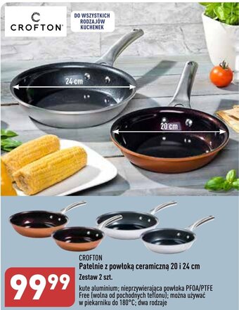 ALDI CROFTON Patelnie z powłoką ceramiczną 20 i 24 cm Zestaw 2 szt oferta