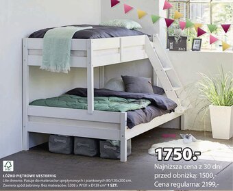 JYSK ŁÓŻKO PIĘTROWE VESTERVIG oferta