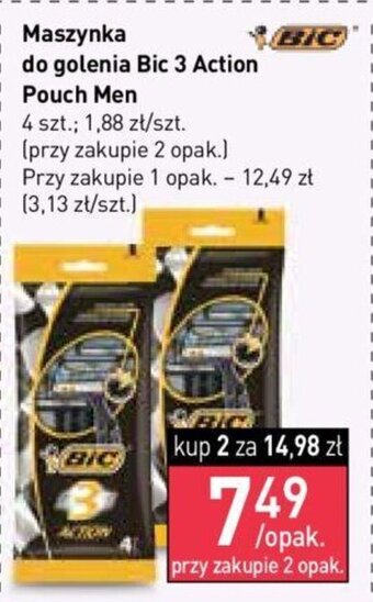 Stokrotka Maszynka do golenia Bic 3 Action Pouch Men 4 szt. oferta